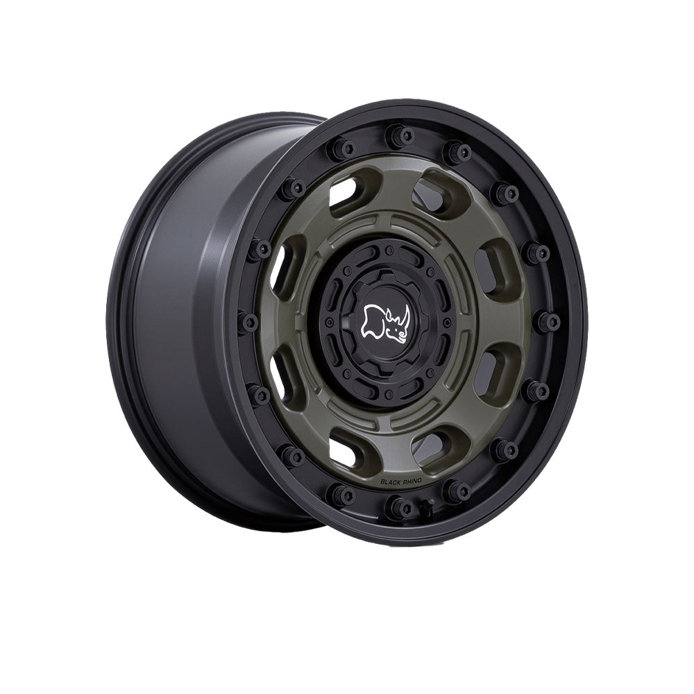 BLACK RHINO ATLAS OLIVE DRAB GREEN WITH BLACK LIP 4x4|17X8 10/114.3-120, Offset +38, Centre bore 74.1, Load Rating 1224 kg