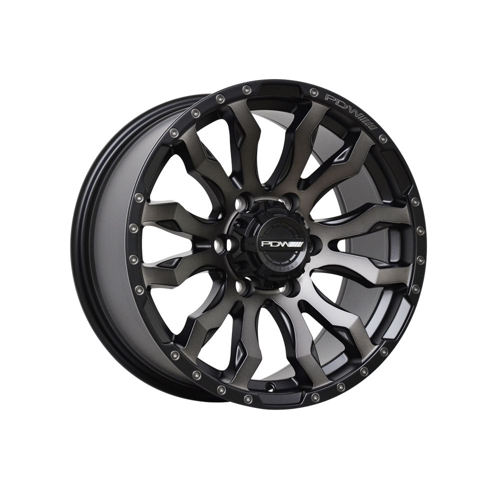 PDW WHEELS BLIZZARD DARK TINT/TOUGH BLACK 4x4|18X9 6/139.7, Offset +20, Centre bore 106.1, Load Rating 1250 kg