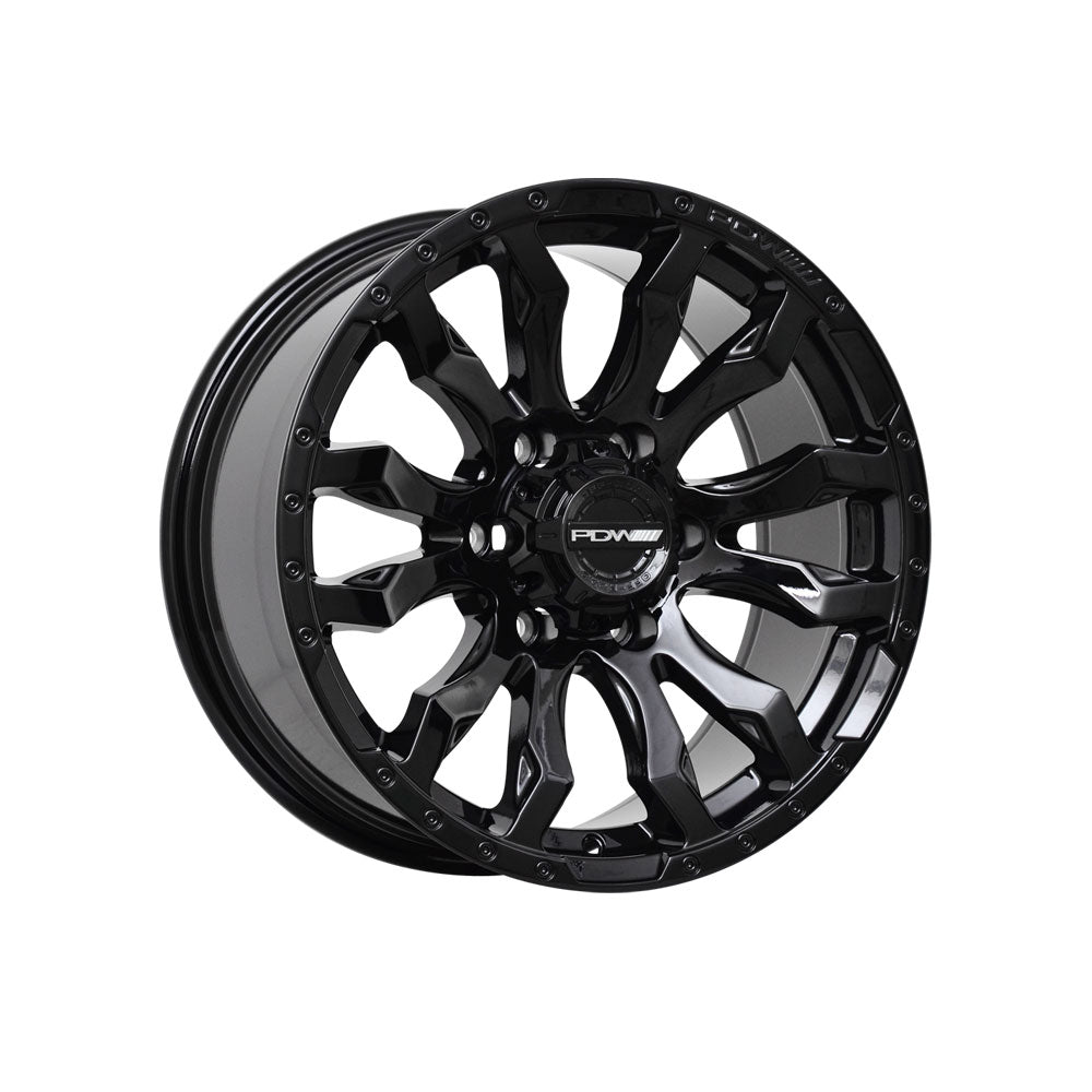 PDW WHEELS BLIZZARD GLOSS BLACK 4x4|18X9 6/114.3, Offset +35, Centre bore 66.1, Load Rating 1250 kg