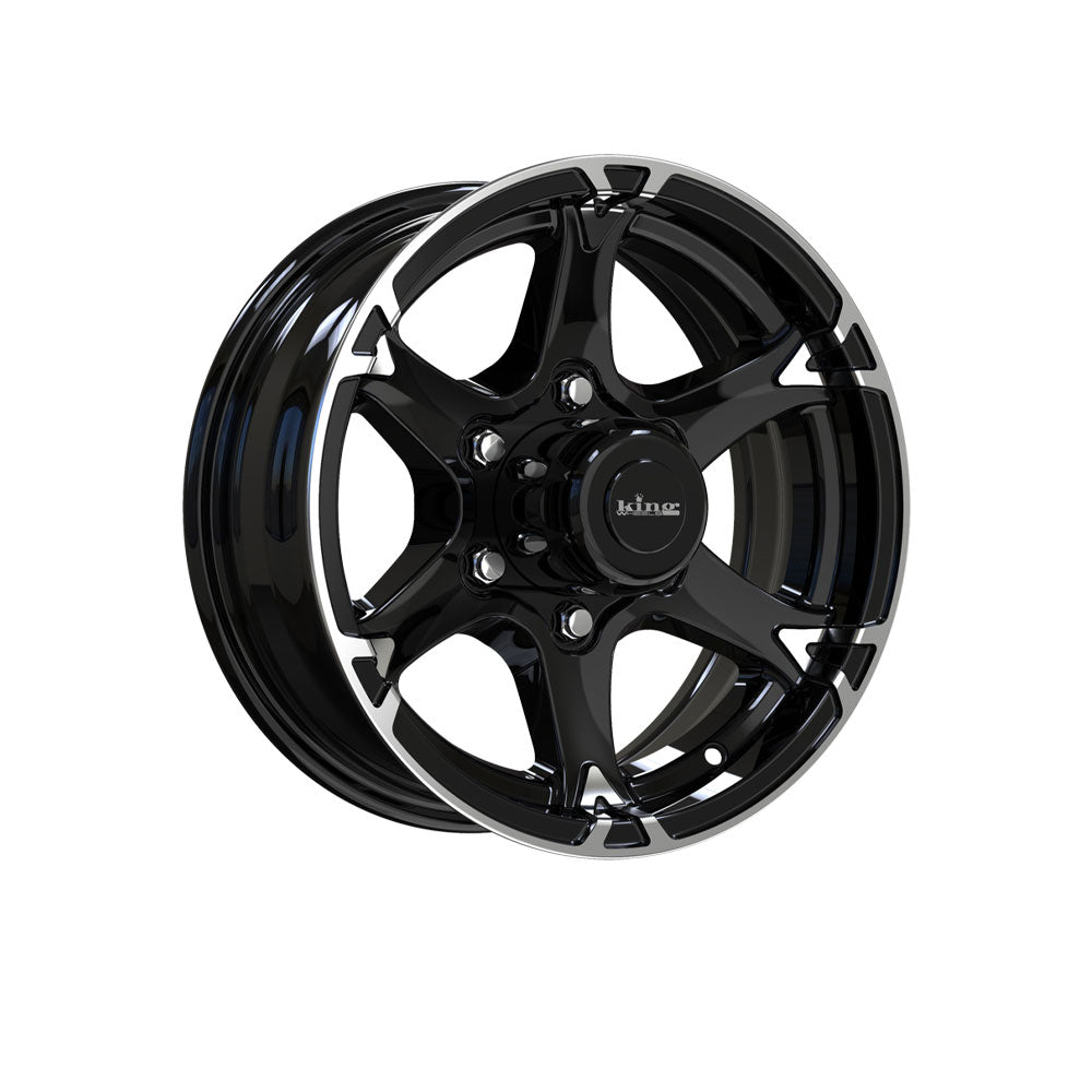 KING WHEELS CHASER 6 GLOSS BLACK/MACHINED FACE Passenger|15X6 6/139.7, Offset +0, Centre bore 110.2, Load Rating 1286 kg