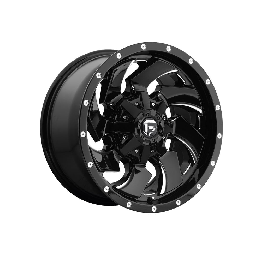 FUEL 1PC D574 CLEAVER GLOSS BLACK MILLED 4x4|20X9 8/180, Offset +20, Centre bore 124.2, Load Rating 1588 kg