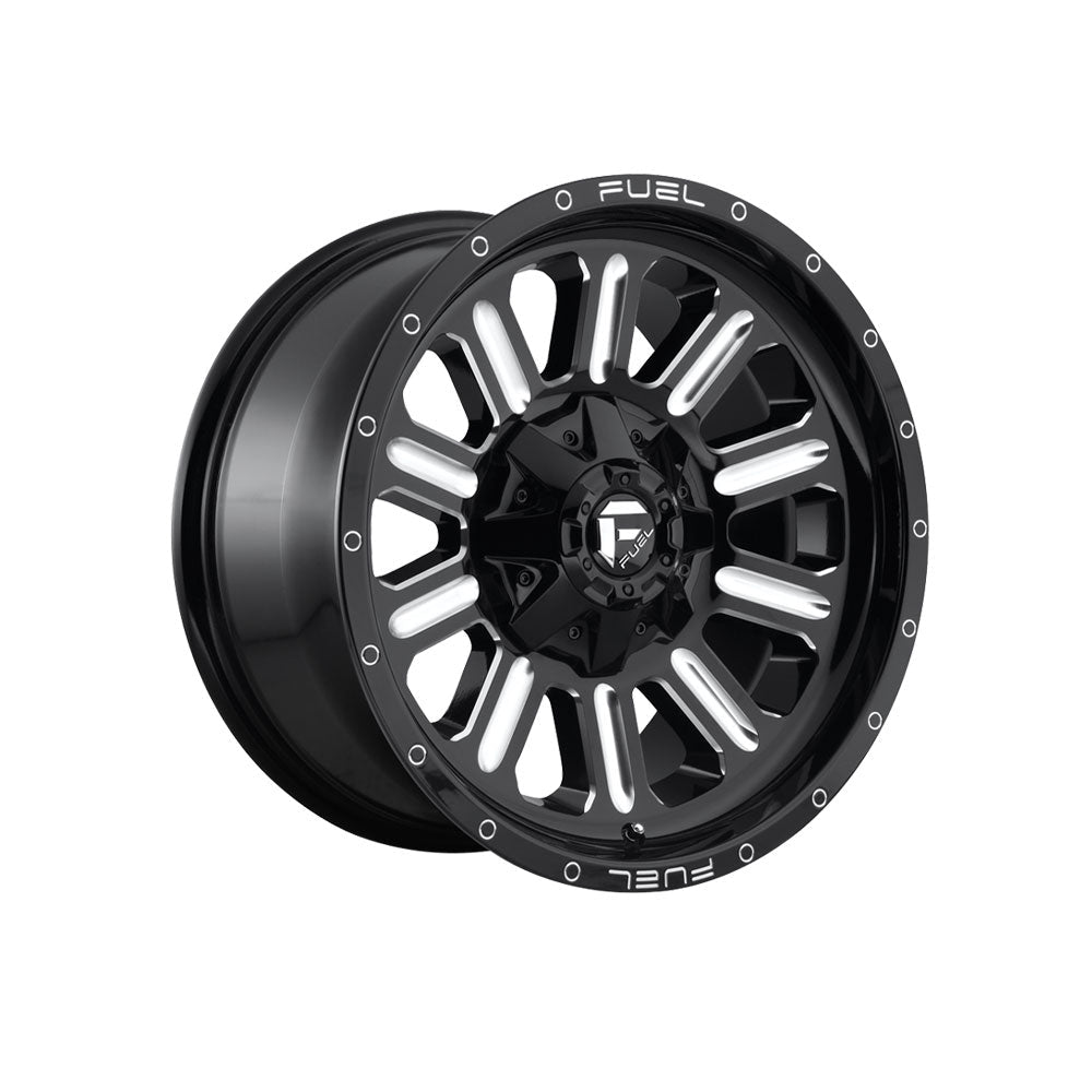 FUEL 1PC D620 HARDLINE GLOSS BLACK MILLED 4x4|18X9 12/135-139.7, Offset +2, Centre bore 106.1, Load Rating 1134 kg