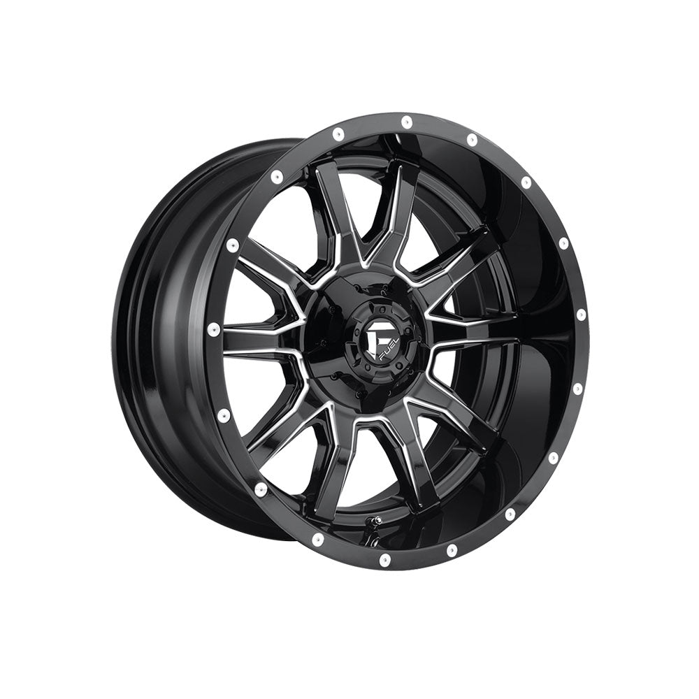 FUEL 1PC D627 VANDAL GLOSS BLACK MILLED 4x4|20X10 10/139.7-150, Offset -18, Centre bore 110.1, Load Rating 1133 kg