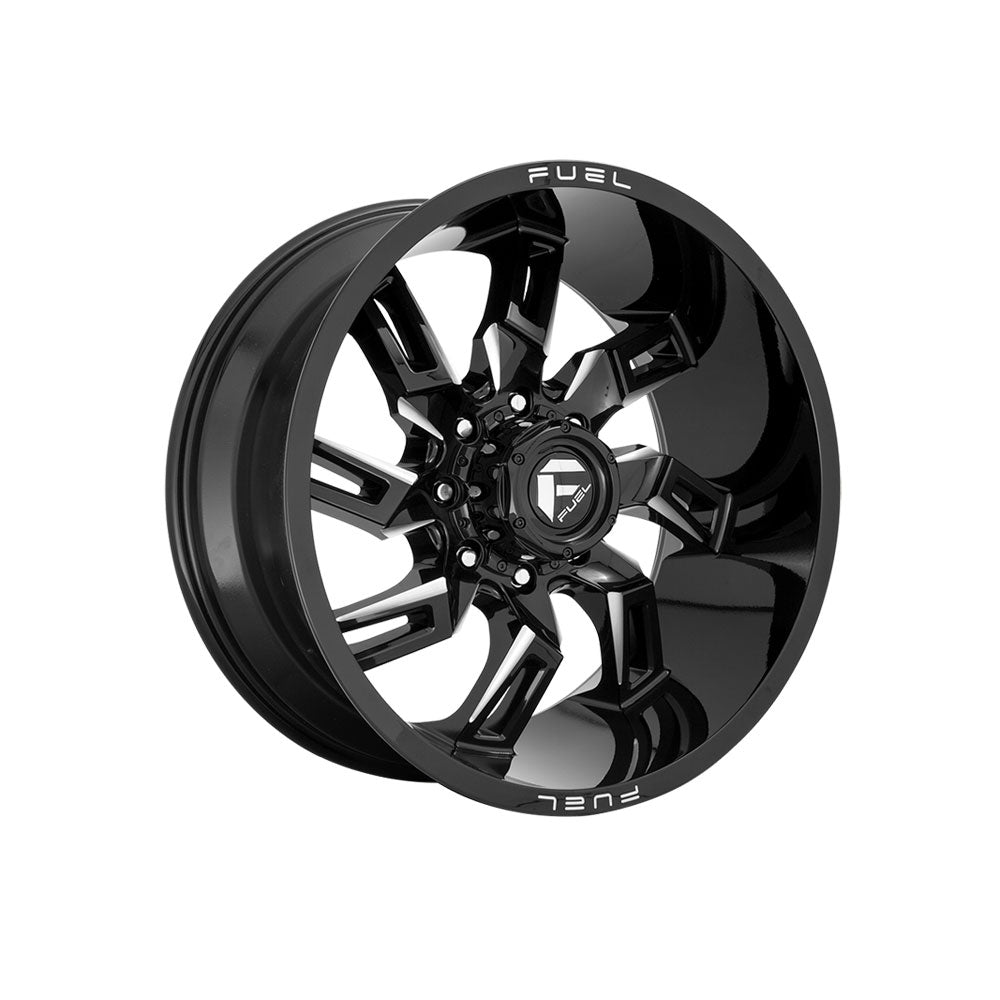 FUEL 1PC D747 LOCKDOWN GLOSS BLACK MILLED 4x4|20X10 8/180, Offset -18, Centre bore 124.3, Load Rating 1681 kg