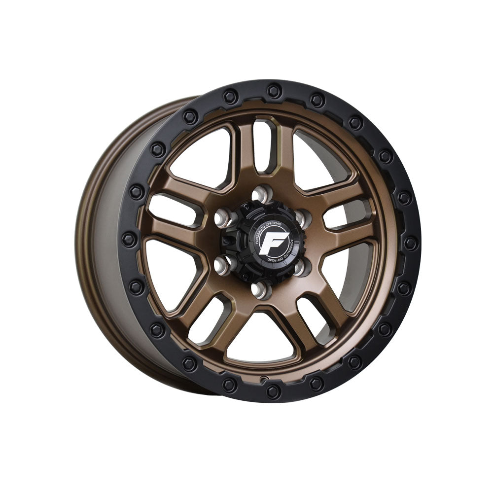 FORGEAUTO HOSTILE BRONZE CENTRE BLACK LIP|18X8.5 6/139.7, Offset +35, Centre bore 106.1, Load Rating 1500 kg