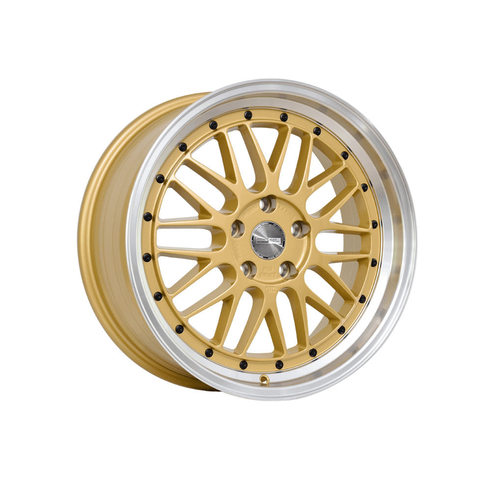PDW WHEELS LEMANZ GOLD MACHINED LIP Passenger|18X8 5/114.3, Offset +38, Centre bore 73.1, Load Rating 850 kg