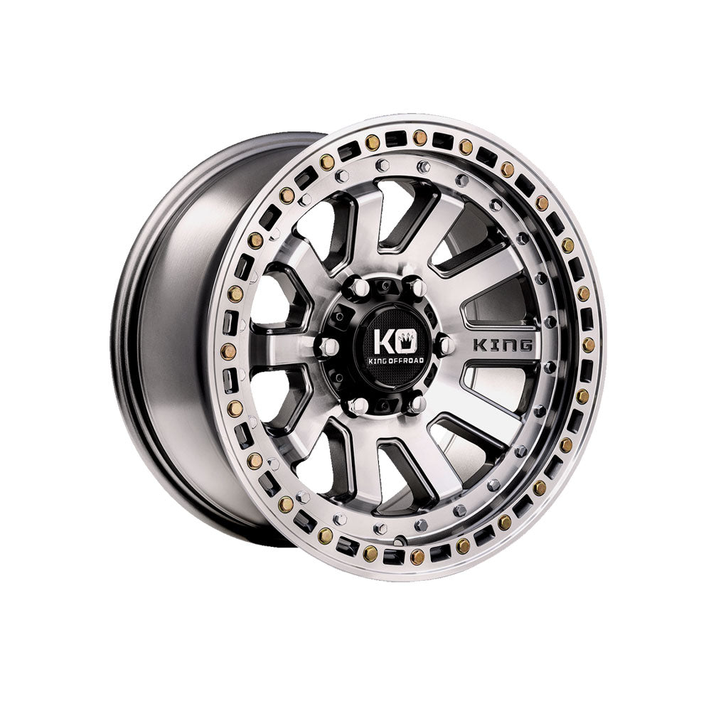KING OFFROAD SNATCH LIGHT GUNMETAL/MACHINED FACE 4x4|17X9 6/139.7, Offset -12, Centre bore 110.2, Load Rating 1600 kg