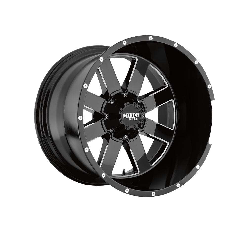 MOTO METAL MO962 Gloss Black Milled 4x4|20X9 6/139.7, Offset +0, Centre bore 106.2, Load Rating 1134 kg