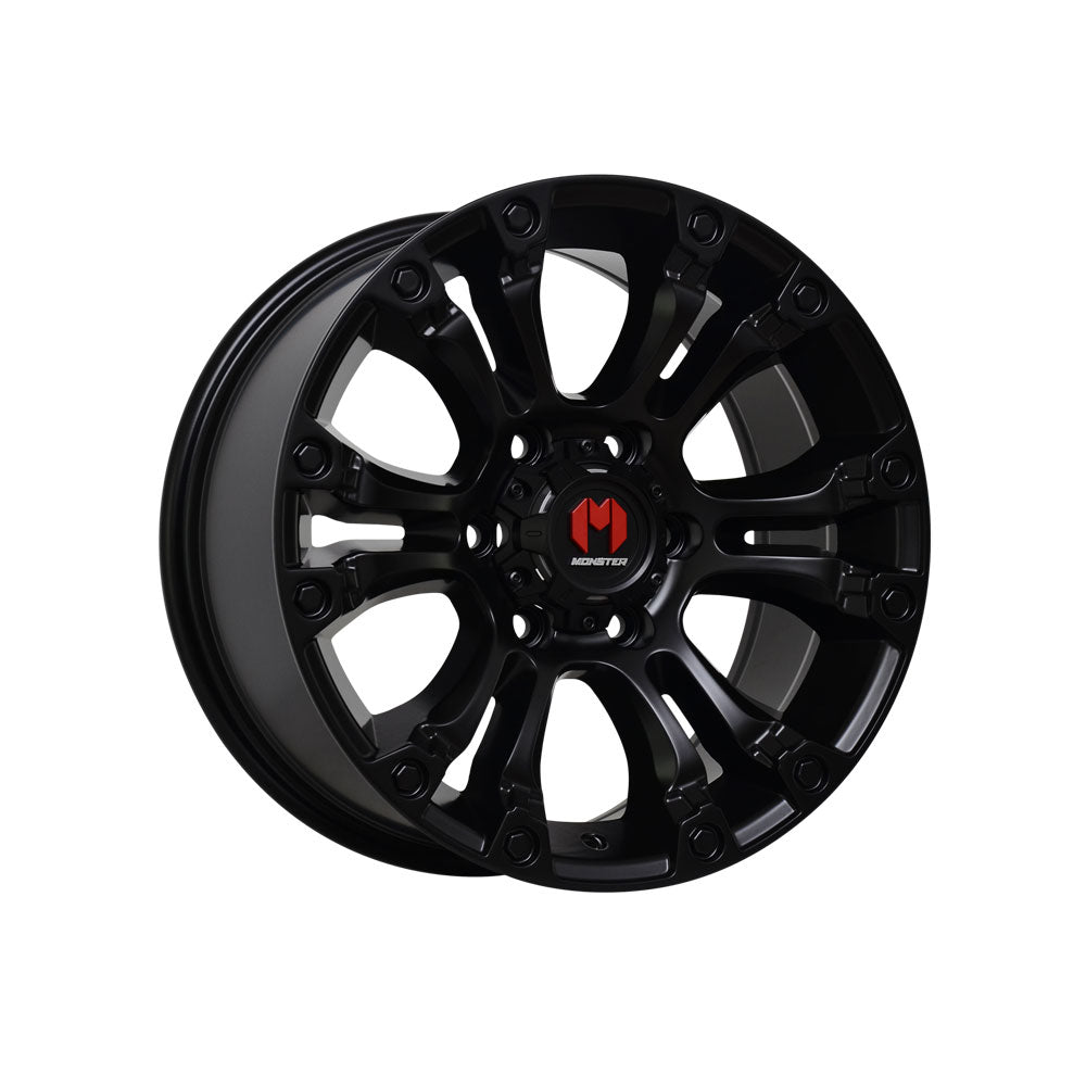 MONSTER SIEGE SATIN BLACK 4x4|18X9 6/139.7, Offset +25, Centre bore 106.1, Load Rating 1250 kg