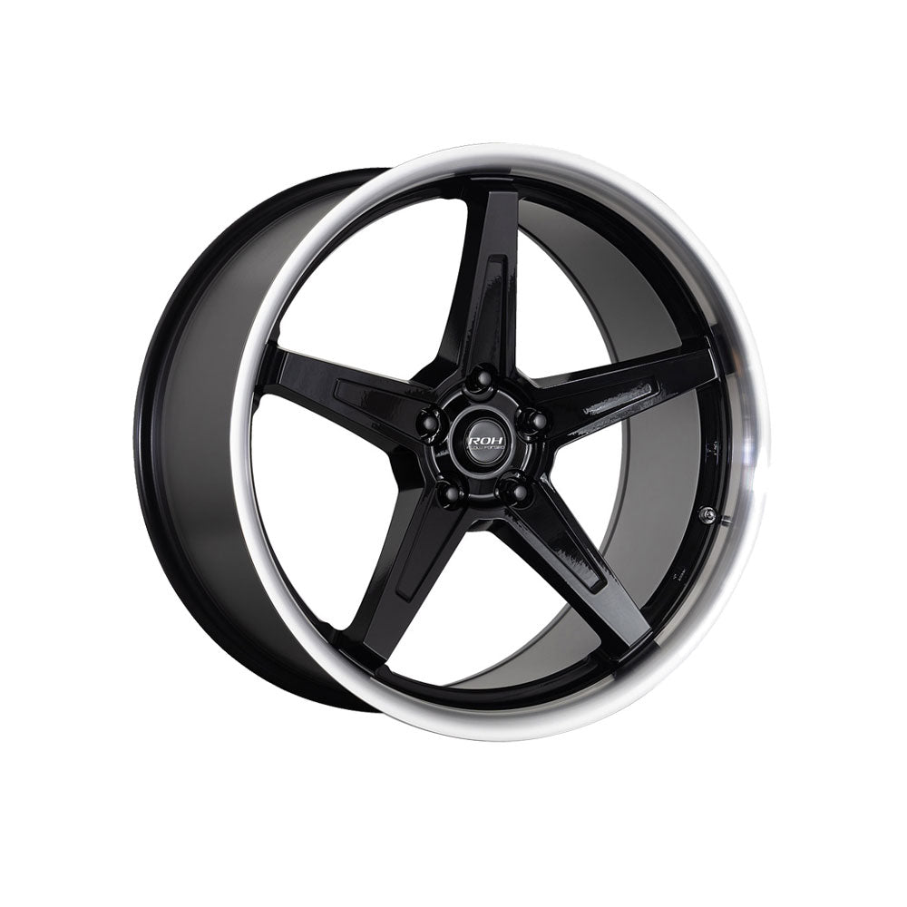 ROH WHEELS RF5 GLOSS BLACK MACHINED LIP Passenger|18X8 5/114.3, Offset +35, Centre bore 76, Load Rating 850 kg