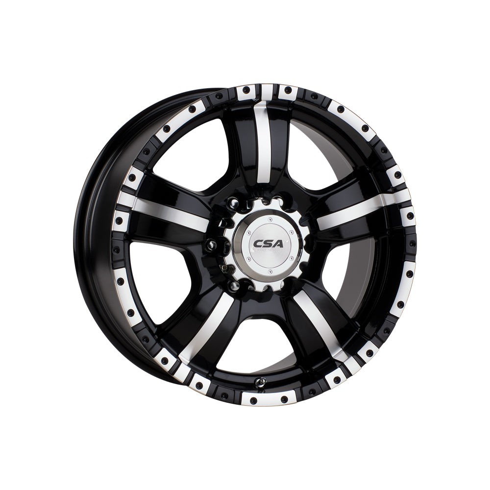 CSA WHEELS Monster 17x8 GLOSS BLACK MACHINED FACE 4x4|17X8 6/139.7, Offset +25, Centre bore 110, Load Rating 1250 kg