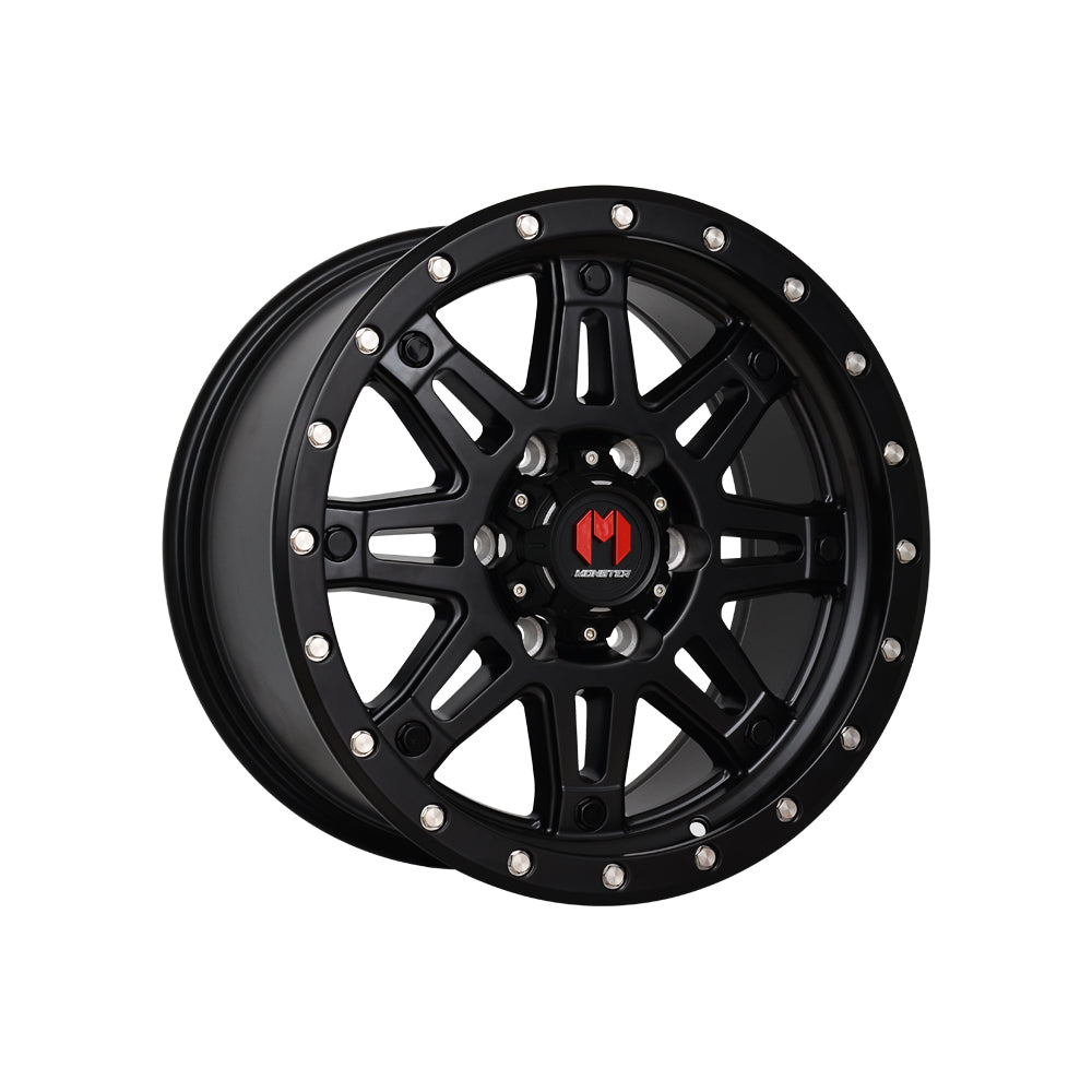 MONSTER ARTILLERY Black Tint/Satin Black Stainless Steel Bolts 4x4|18X9 6/114.3, Offset +35, Centre bore 66.1, Load Rating 1250 kg