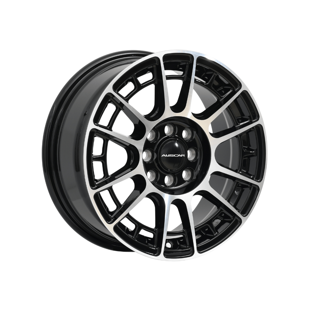 AUSCAR CIRCUIT BLACK MACHINED|16X7 8/100-114.3, Offset +40, Centre bore 73.1, Load Rating 750 kg