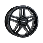 CSA WHEELS Bronx Large Cap GLOSS BLACK MILLED 4x4|17X9 6/139.7, Offset +35, Centre bore 110, Load Rating 1250 kg