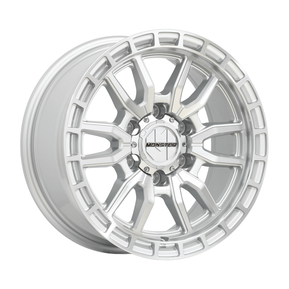 MONSTER COMMANDO Silver Machined|18X8.5 6/139.7, Offset +40, Centre bore 106.1, Load Rating 1500 kg