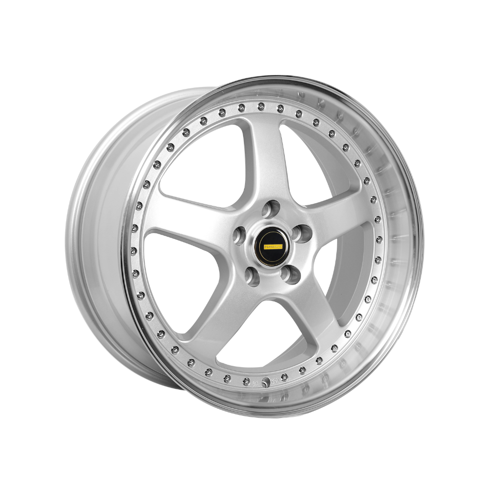 FORGEAUTO FA-5 SILVER/MACHINED LIP Passenger|20X8.5 5/120, Offset +42, Centre bore 69.6, Load Rating 950 kg