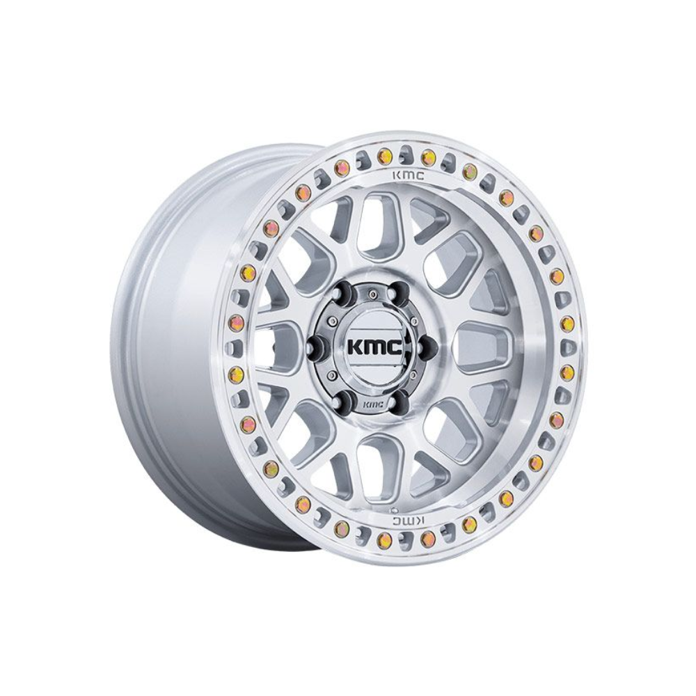 KMC GRS Gloss Silver W/Machined Face|17X9 5/150, Offset -12, Centre bore 110, Load Rating 1678 kg