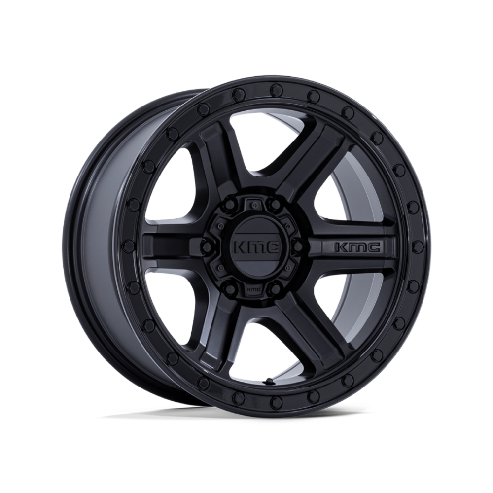 KMC KM551 OUTRUN MATTE BLACK GLOSS BLACK LIP 4x4|17X8.5 5/127, Offset +18, Centre bore 71.5, Load Rating 1133 kg