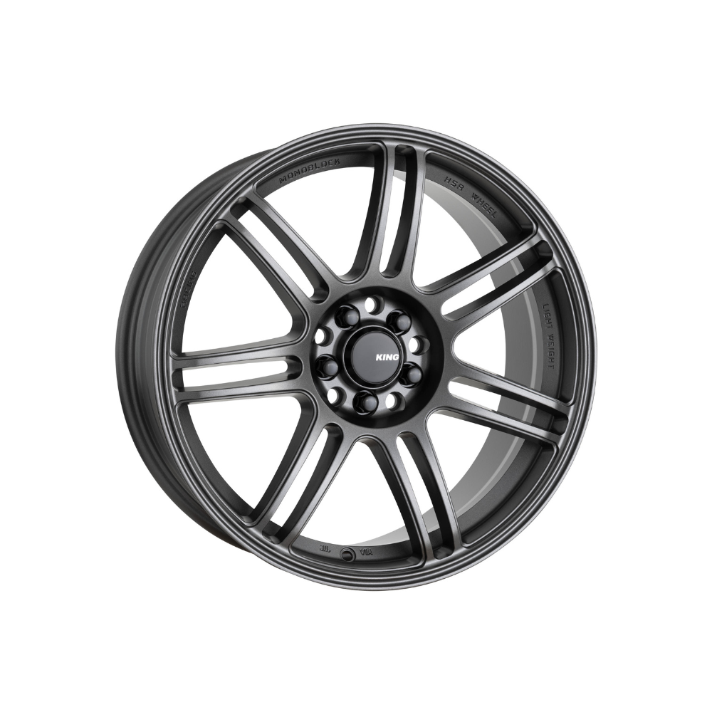 KING WHEELS THRUST Matte Gunmetal|18X8 10/100-114.3, Offset +40, Centre bore 73.1, Load Rating 690 kg