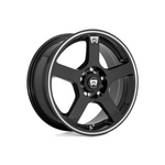 MOTEGI MR116 Gloss Black Machined Flange Passenger|17X7 10/100-114.3, Offset +40, Centre bore 72.6, Load Rating 717 kg