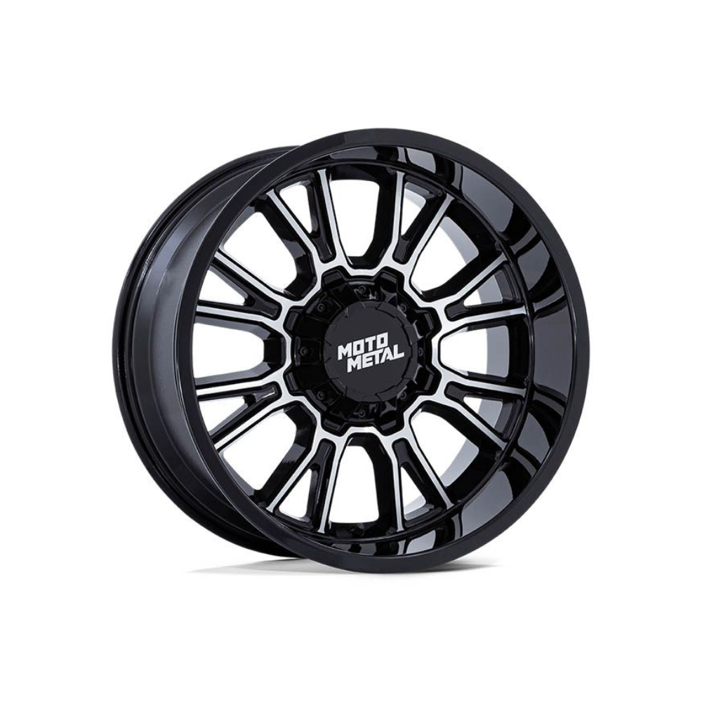 MOTOMETAL LEGACY GLOSS BLACK MACHINED|17X9 10/139.7, Offset +1, Centre bore 78.1, Load Rating 1133 kg