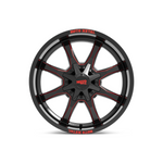 MOTO METAL MO970 Gloss Black Milled With Red Tint & Moto Metal On Lip 4x4|20X9 8/170, Offset +0, Centre bore 125.5, Load Rating 1651 kg