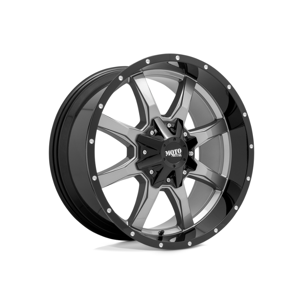 MOTO METAL MO970 Gloss Gray Center Gloss Black Lip 4x4|17X9 10/127-139.7, Offset -12, Centre bore 78.3, Load Rating 1134 kg