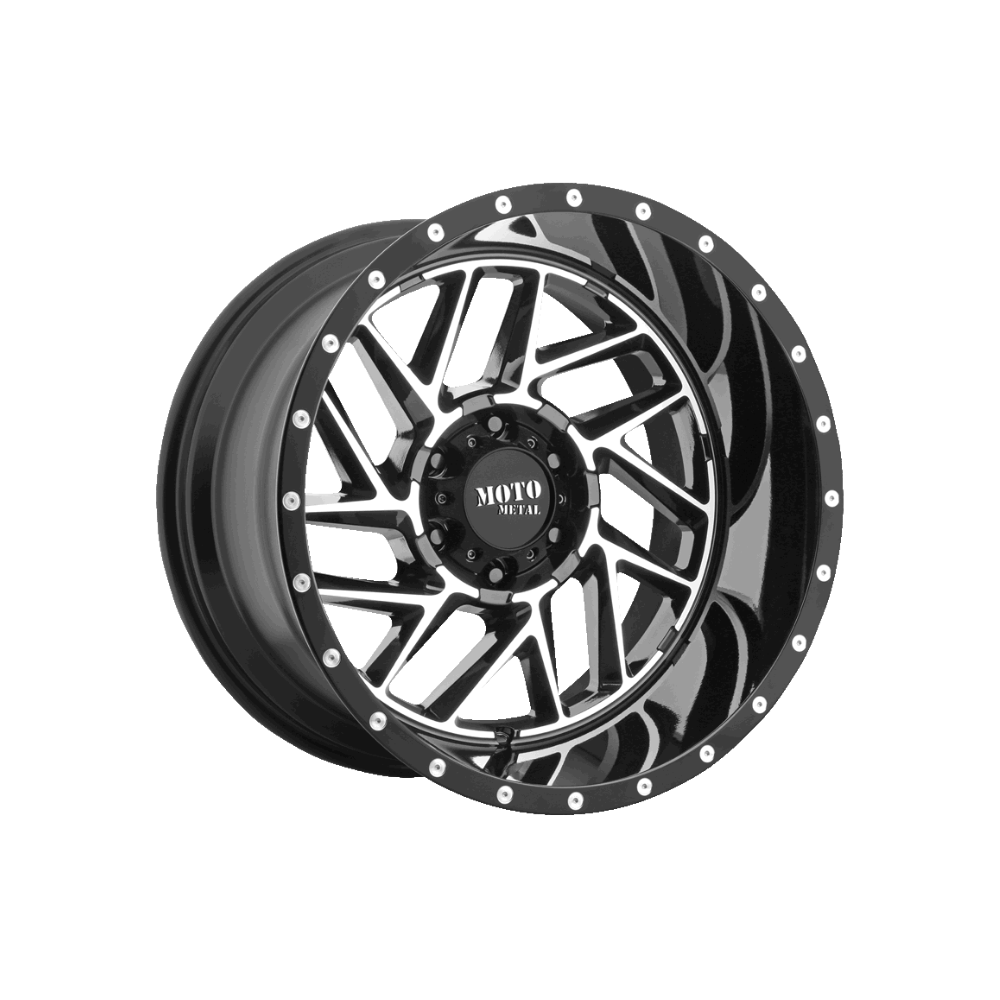 MOTO METAL MO985 BREAKOUT Gloss Black Machined 4x4|20X10 8/170, Offset -18, Centre bore 125.5, Load Rating 1651 kg