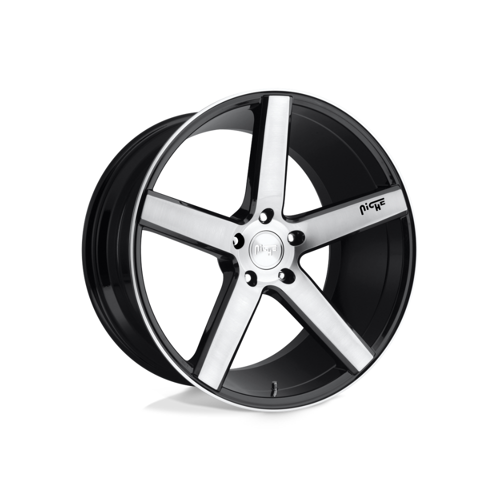 NICHE 1PC M124 MILAN GLOSS BLACK BRUSHED Passenger|18X8 5/114.3, Offset +40, Centre bore 72.56, Load Rating 726 kg
