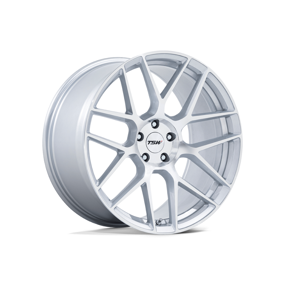 TSW LASARTHE GLOSS SILVER MACHINED|17X8 5/120, Offset +35, Centre bore 74, Load Rating 623 kg
