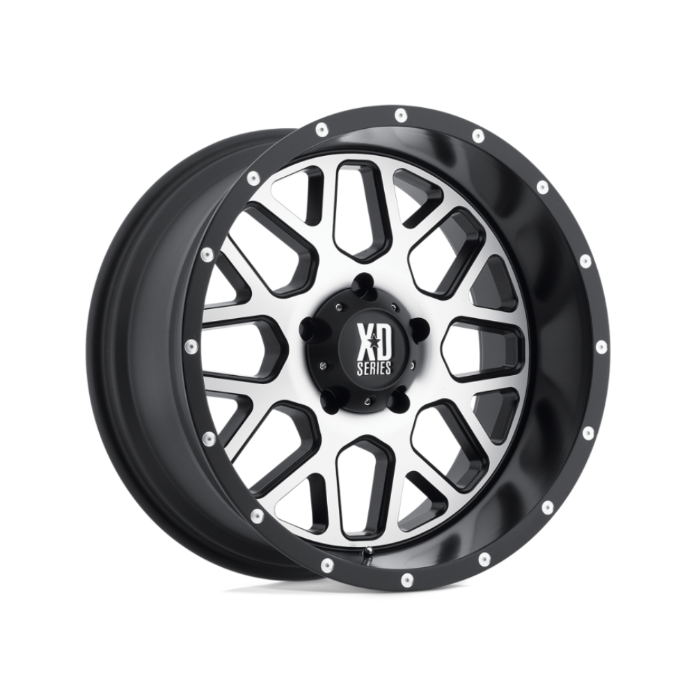 XD SERIES BY KMC WHEELS XD820 GRENADE Satin Black Machined Face 4x4|22X9.5 6/139.7, Offset +30, Centre bore 106.2, Load Rating 1134 kg