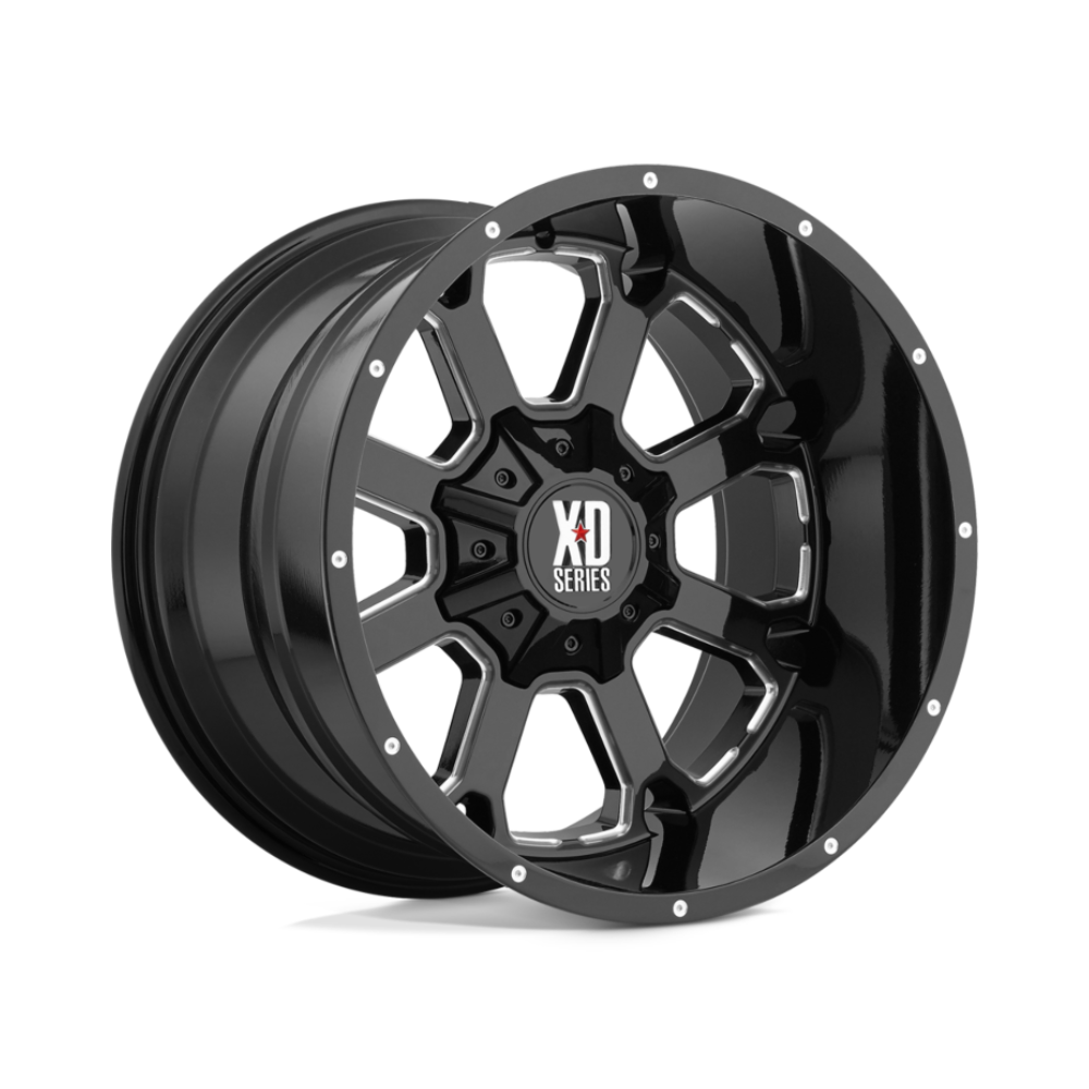 XD SERIES BY KMC WHEELS XD825 BUCK 25 Gloss Black Milled 4x4|20X10 12/135-139.7, Offset -24, Centre bore 106.2, Load Rating 1270 kg