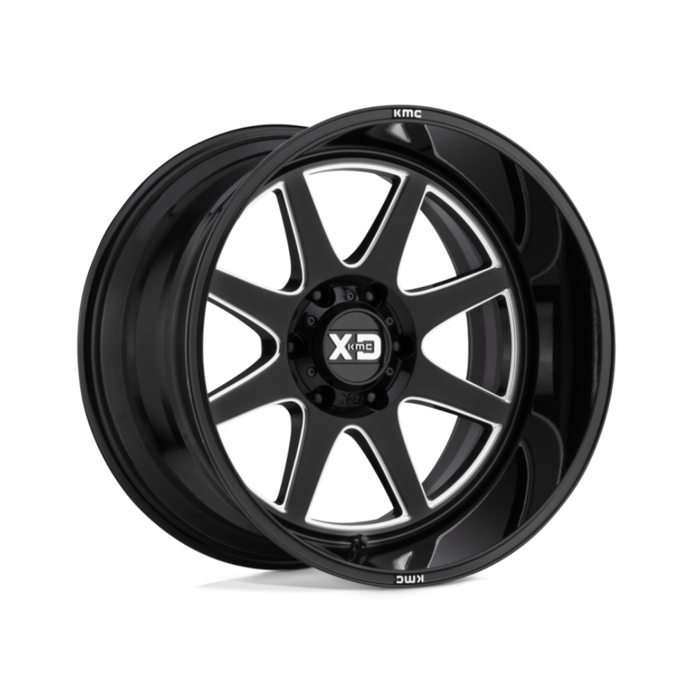 XD SERIES BY KMC WHEELS XD844 PIKE Gloss Black Milled 4x4|20X12 5/139.7, Offset -44, Centre bore 78, Load Rating 1136 kg