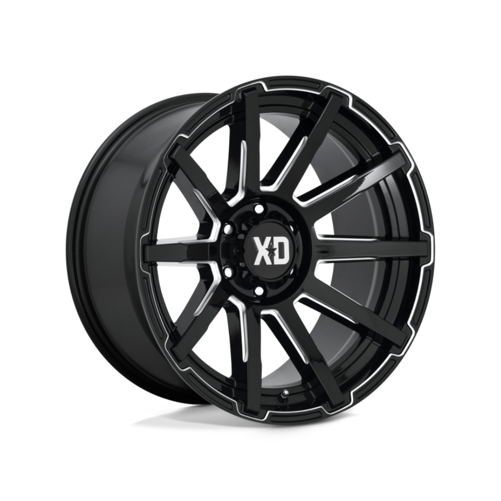 XD SERIES BY KMC WHEELS XD847 OUTBREAK Gloss Black Milled 4x4|22X10 8/170, Offset +12, Centre bore 125.5, Load Rating 1651 kg