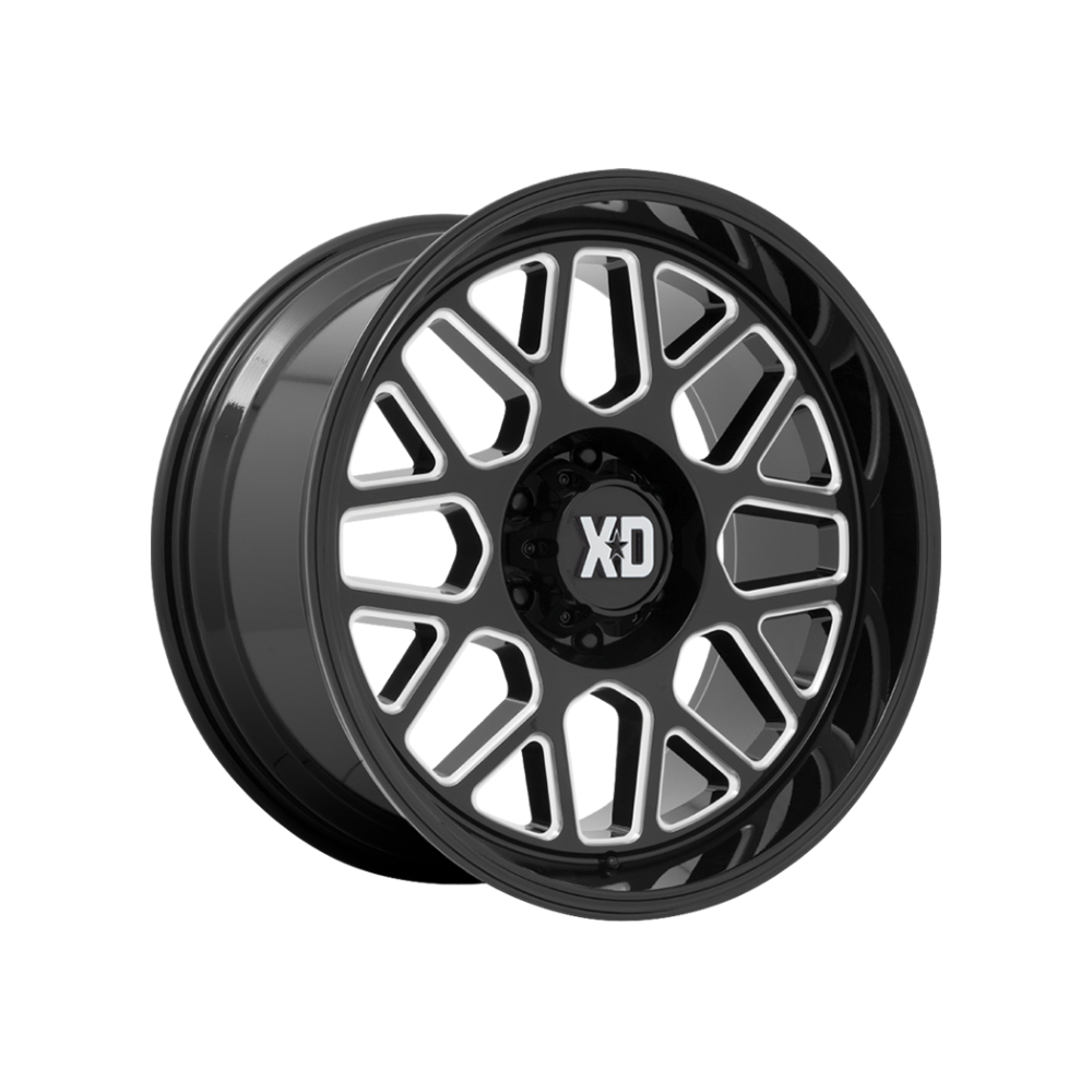 XD SERIES BY KMC WHEELS XD849 GRENADE 2 Gloss Black Milled 4x4|20X9 8/170, Offset +18, Centre bore 125.5, Load Rating 1651 kg