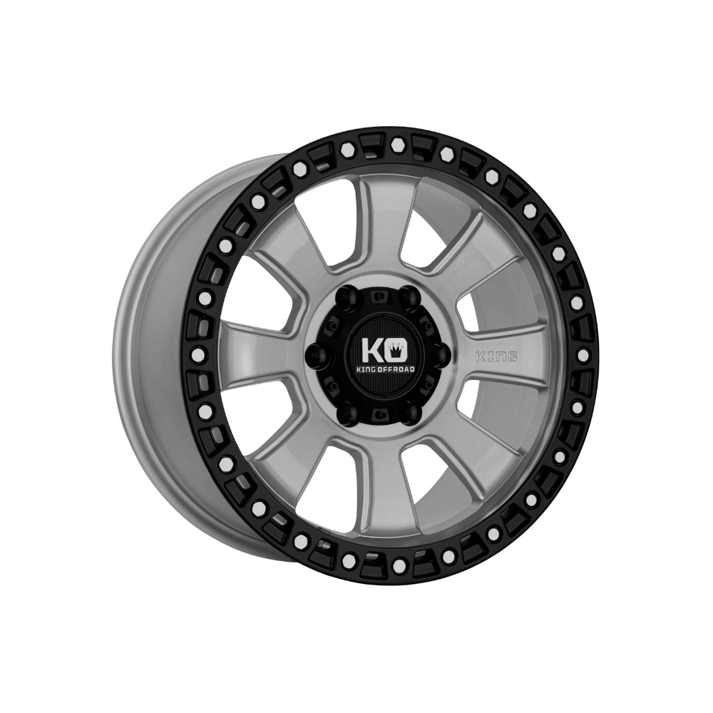 KING OFFROAD ARMOR GLOSS SILVER/BRUSHED FACE/SATIN BLACK LIP 4x4|18X9 6/139.7, Offset +20, Centre bore 108.2, Load Rating 1600 kg