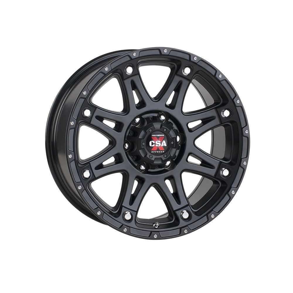 CSA WHEELS PREDATOR Satin Black 4x4|16X8 6/139.7, Offset +20, Centre bore 110, Load Rating 1250 kg