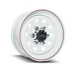 DYNAMIC WHEEL ROUND WHITE/RED-BLACK STRIPE 4x4|16X7 6/139.7, Offset +25, Centre bore 110, Load Rating 1400 kg