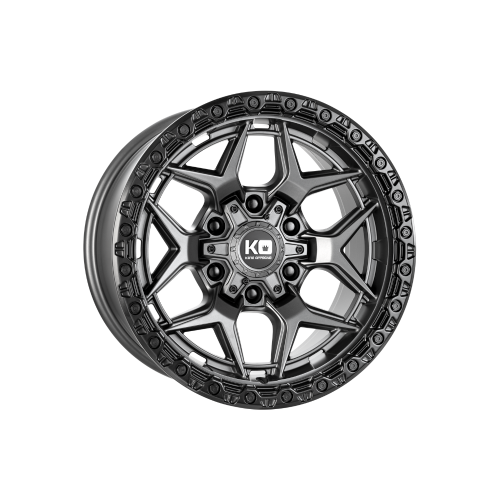 KING OFFROAD GROWLER MATTE TITANIUM/SATIN BLACK LIP 4x4|20X9 12/135-139.7, Offset +0, Centre bore 106.1, Load Rating 1136 kg